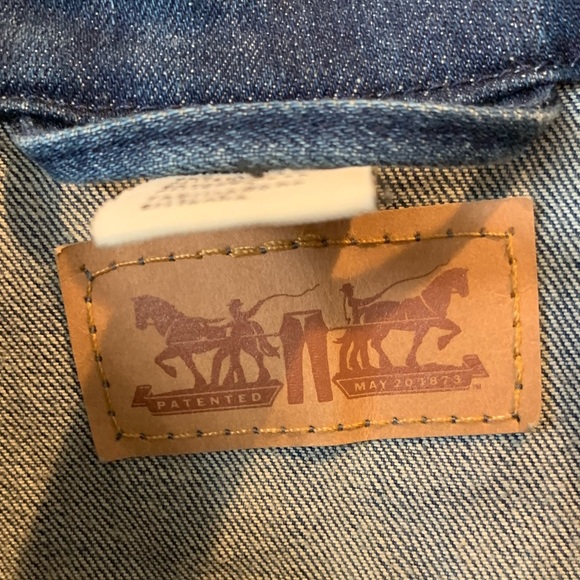 Levi’s Sleeveless Jacket Vest Bleached Los Angeles LA Dodgers Logo on Back Sz L - Picture 5 of 10